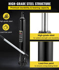 VEVOR hydraulic long ram jack, front view; black steel body with chrome handle, 3-ton capacity