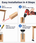 Instructions for Premium Adjustable Leveling Feet For Uneven Floors 4 Pack M8 X 1.25 Cabinet Legs installation steps.