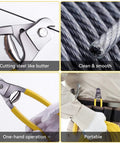 One Eighth Inch T316 Stainless Steel Deck Railing Cable 7 By 7 Braided Wire Roll 1000 Ft with cutter in use and details
