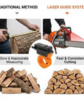 Laser Measuring Tool For Firewood And Chainsaw Work With Adjustable Log Length Guide For Quick Accurate Cuts No Fuss Setup Fewer Rechecks And Time Saving Outdoor Wood Cutting Marker Accessory For Efficient Firewood Prep. orange chainsaw handle mount with laser guide