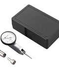 Neoteck dial test indicator in a black storage case; includes two steel dovetail clamps (3/8 in and 5/32 in)