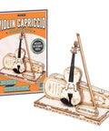 One Fifth Scale Violin 3D Wood Puzzle Kit With Bow And Stand Capriccio Model For Desk Decor Dope Collectible Gift For Men Women Adults Hobbyists Realistic Details Durable Wood Craft, assembled