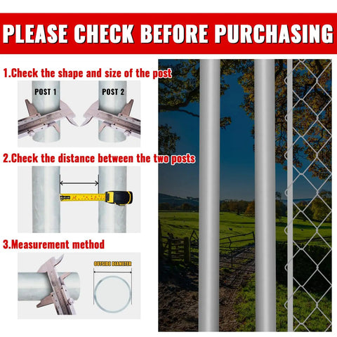 Instructions for measuring post size and distance for One And Three Eighths Inch Chain Link Gate Hinges Kit With Beefy Male And Female Hinges Galvanized Steel Fork Latch Fence Gate Hardware For One And Three Eighths Inch Posts And Frames Built Tough And Easy Install