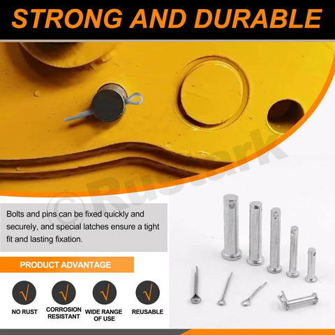 51 Piece Flat Head Clevis Pins Kit With 18 Sizes From M5 To M12 For Auto And DIY Projects on yellow metal surface