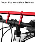 Extra Long 11.8 Inch Bicycle Handlebar Extender Aluminum Alloy Bracket For Mounting on Bikes Crimson Finish attached to handlebar