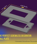 Screwless Decorator Wall Plate 1-Gang Gray Glossy Outlet Cover, Kid Safe And Built To Last, Unbreakable Polycarbonate Thermoplastic