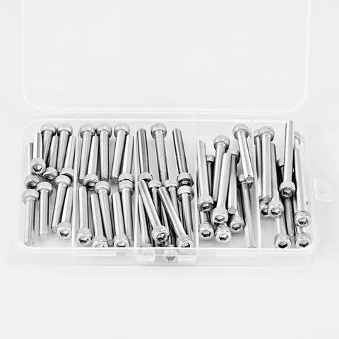 Top Shelf M5 Hex Socket Head Cap Screw Bolt Assortment Kit Built With Premium 304 Stainless Steel And A Rock Solid 4mm Allen Drive Metric Thread Mix Perfect For Serious Shop Projects Pack Of Fifty Pieces in transparent case
