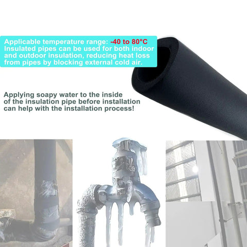 Insulation Foam Pipe Sleeve 2 Inch Inside Diameter, 6 Feet Long, Black, The Workhorse Piping Insulation For Air Conditioning Lines