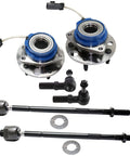 Wheel Hub Bearing Assembly Kit with Tie Rod Ends, Set of 6, Direct Fit Replacement for Buick LeSabre, Lucerne, Cadillac DTS, 5-lug ABS
