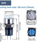 Five Eighth Inch Mini Latching Metal Rotary Switch 12 To 24 V DC LED Illuminated 3 Position Knob Selector DPDT Red LED Light