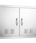 Outdoor Kitchen Access Door 30W X 21H Inches in 304 Stainless Steel Double Doors with Vents, BBQ Island Door, Detachable Handles, Six Hooks