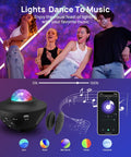 Star Projector With Bluetooth Speaker And App Control for Bedroom Night Light visuals with music synchronizing feature