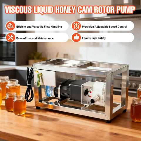 Premium 10L Min Honey Transfer Pump In Stainless Steel For Viscous Liquids Like Paste And Peanut Butter. Powerful 90W Food Gear Pump With Ac110V Electric Motor For Smooth And Clean Oil Or Juice Dispensing Fast