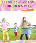 Kids playing with Six Detachable Plastic Exercise Hoops Set, colorful 23 inch dark green hoops, enjoying playground games outdoors.