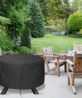 48 Inch Fire Pit Cover For 45 To 48 Inch Round Fire Pits Waterproof Windproof Dustproof UV Resistant Heavy Duty Outdoor Patio Shield Fits Most Fire Pit Tables Black over fire pit on patio