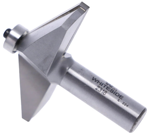 60 Degree Chamfer Router Bit With Carbide Tip Half Inch Shank Two And A Half Inch Diameter One And One Eighth Inch Cutting Length