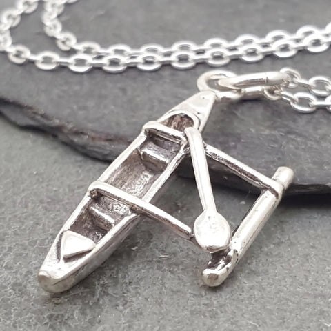 Outrigger Canoe Charm Necklace For Women Sterling Silver Dainty Handmade Ocean Boat Pendant 18 Inch Minimal Layering Jewelry