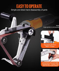Belt Sander Adapter For Angle Grinder Five Eighths By Eleven Thread Pipe Sanding Attachment with hand operation guide