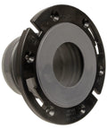 No Wax 4 Inch Toilet Flange Repair Kit with offset bolts and seal gauge, black plastic material, universal fit, side view