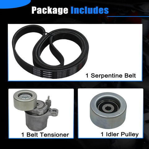 Engine Serpentine Drive Belt Kit Fit 2018 To 2024 Toyota Sienna Lexus RX350 Avalon ES350 3 5L V6 Replace 90K39424A Premium Heavy Duty Drive Belt Compatible With OEM Specs Ensures Smooth Alternator Action And AC Performance Runs Like A Dream. Kit with serpentine belt, tensioner, and idler pulley