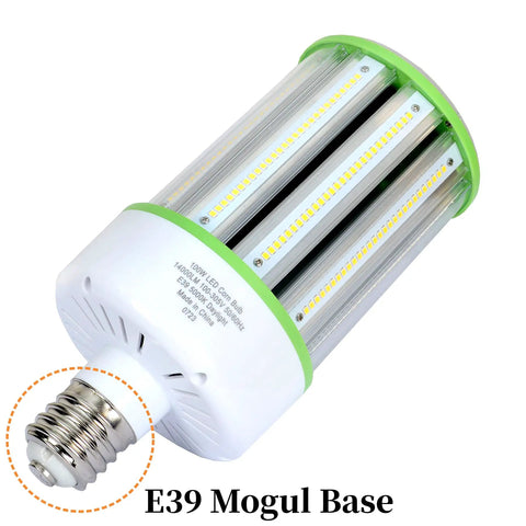 E39 Mogul Base LED bulb, showcasing vertical LED strips, large base, designed for high-intensity lighting applications.
