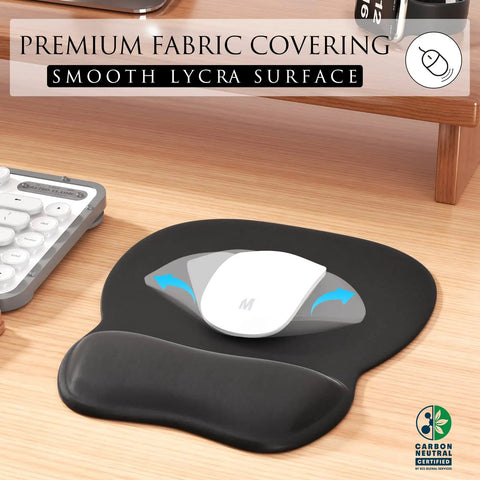 Ergonomic Mouse Pad With Gel Wrist Rest For Pain Relief, Non Slip PU Base, Smooth Surface For All Day Comfort, Black