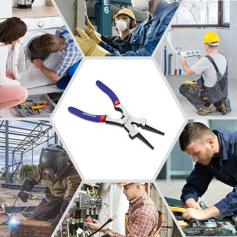Eight Inch Welding Pliers With CR-V Steel Construction, Spring Loaded Non Slip Grips, Multi Function Tool for Cutting Wires