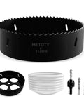 Smooth Operator Six Inch Bi Metal Hole Saw Kit With Heavy Duty Arbor And Dust Bowl Catcher For Quick Clean Cuts In Wood Metal Drywall features a 6" hole saw, arbor, and dust bowl.
