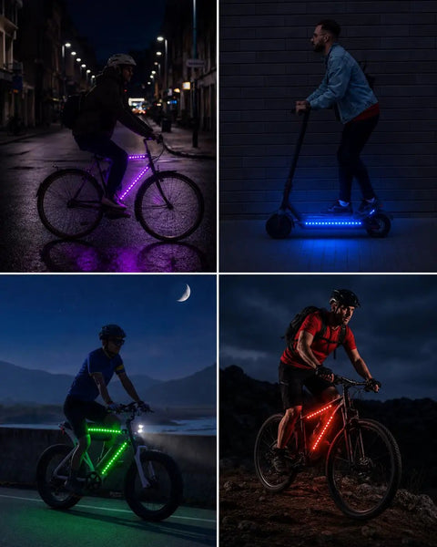 Colorful LED Bike Light Kit With Battery Box App And Remote Control Dope Color Lighting Modes For Night Riding On Electric Bicycles And Scooters High Visibility And Style For City Commutes