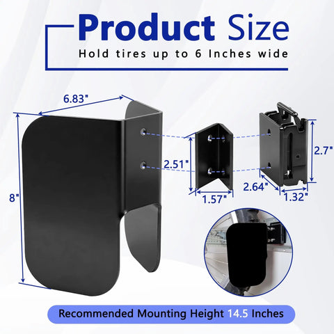 Diagram showing dimensions of Heavy Duty E Track Wheel Chock For E Track System, compatible with motorcycles and trailers.