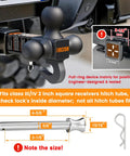 360 Degree Swivel Tri-Ball Trailer Hitch Mount For 2 Inch Receiver With Hook And Pin No-Fuss Ball Mount Adjustment Without Disassembly Heavy Duty Tow Accessory For Easier Towing And Versatile Fits, black steel hook