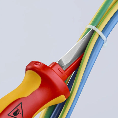 1,000V Insulated Cable Knife With Solid Fixed Blade, Plastic Coated Back To Prevent Short Circuits, Slip Guard Handle