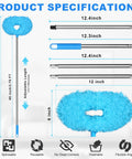 Ceiling Fan Cleaner Duster With Adjustable Extension Pole And Interchangeable Head for cleaning fan blades, details shown.