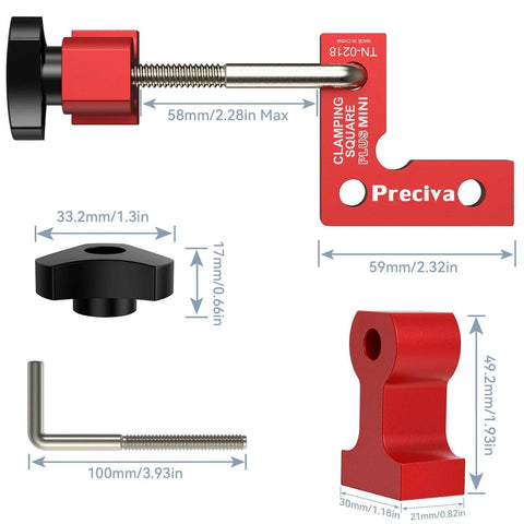 90 Degree Mini Positioning Squares Set of 2 in Red Aluminum Alloy Right Angle Clamps for Picture Frames Cabinets Drawers