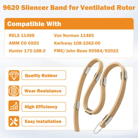 9620 Silencer Band for Ventilated Rotor made of quality rubber, compatible with Van Norman, Kwikway, and more brands.