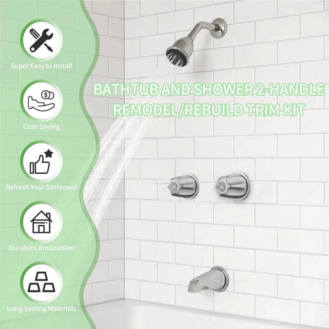 Bathtub Shower Handle Replacement Kit For Pfister Verve Contessa Windsor Faucets with brushed nickel handles in use