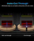 Comparison showing Falcon2 Pro S 22W Laser Engraver With Z Axis Auto Focus And Auto Cut Through capability cutting wood.