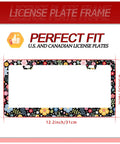 Colorful Floral License Plate Frame Personalize Your Ride Stainless Steel Universal Car Decor Fits Standard US Plates 12.2 X 6 Inches With 2 Holes And Screws