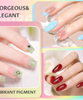 24 Color Jelly Gel Polish Kit Hema Free With Dual Brush, blue, green, red nail designs for Summer Nails, salon manicure