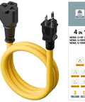 Heavy Duty Three Foot Nema 5 15P To 5 15R 5 20R 6 15R 6 20R AC Adapter Four In One Voltage Converter Cord, yellow, 12 AWG.