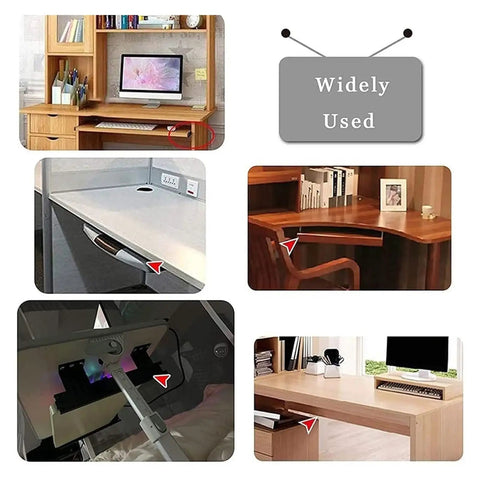 Installed Beefy Keyboard Tray Slides 10 Inch Or 12 Inch With Ball Bearing Full Extension Drawer Runners under various desks