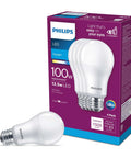 Frosted LED A19 Non-Dimmable Light Bulbs With EyeComfort, 1500 Lumens Daylight 5000K, 13.5W Equal To 100W, Energy Efficient Indoor E26, 4-Pack