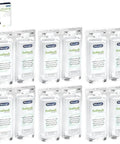 12-pack of Eco 3.4 Ounce Mini Descaler for coffee makers and espresso machines, shown with individual packets and packaging in view.