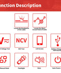 Features of Underground Cable Locator and Wire Tracker NF826 for Dog Fence Cables, Pro Grade Cable Tester shown in icons
