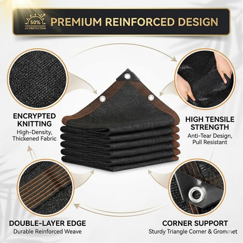 Fifty Percent Shade Cloth For Garden And Patio Sun Shade Netting UV Resistant Outdoor Tarp with reinforced edge and corner support
