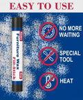 No Fuss Wood Filler Sticks Kit Featuring Three Practical Gray Tones For Swift Furniture Touch Ups Easy Rub And Buff Scratch Repair And Nail Hole Patching For Dependable DIY Wood Projects on a blue background, featuring a gray wax fill stick.