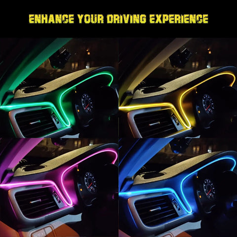 RGB Interior Car LED Strip Lights USB Powered Ambient Lighting With Wireless App And Remote Control in various colors