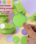 Hand using 1.5 Inch Circle Punch With Lever Handle For Clean Even Circles Every Time Perfect For Gift Tags Greeting Cards Scrapbooking DIY