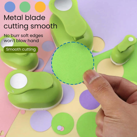 Hand using 1.5 Inch Circle Punch With Lever Handle For Clean Even Circles Every Time Perfect For Gift Tags Greeting Cards Scrapbooking DIY