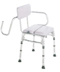 Deluxe Comfy Padded Shower Chair With Backrest And Arms Waterproof Cushioned Seat For Comfort And Safety Slip Resistant Easy To Clean